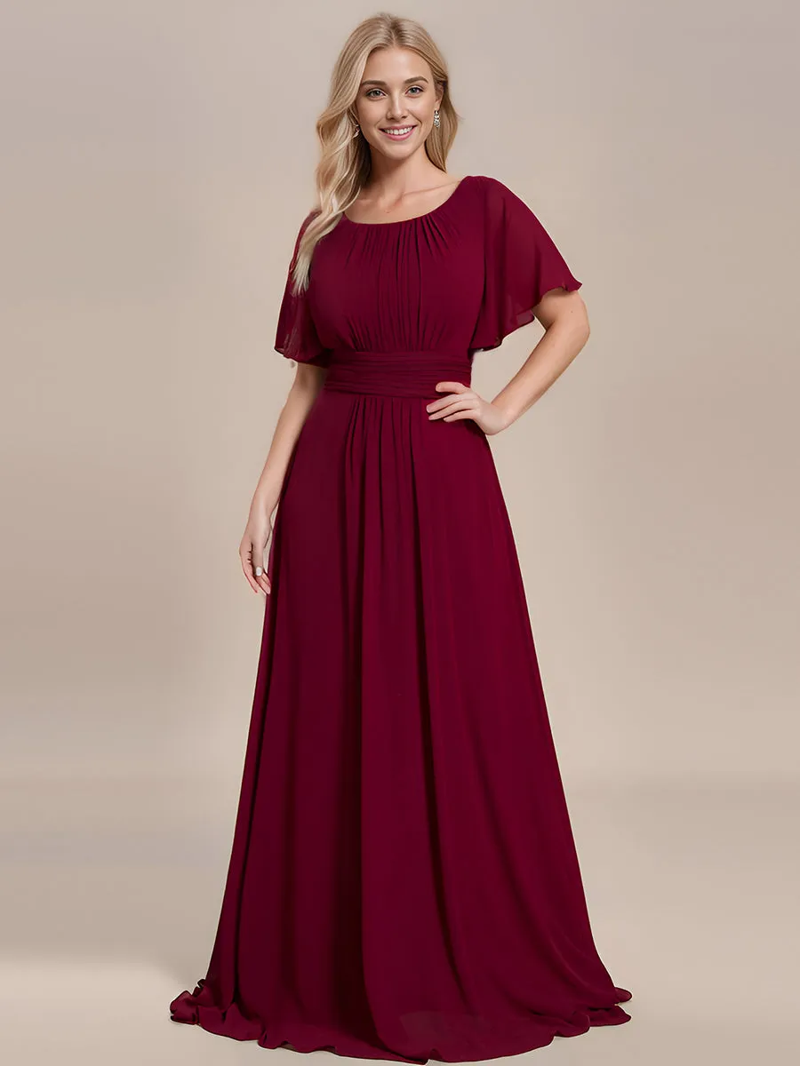 Round Neck Pleated Wholesale Bridesmaid Dresses