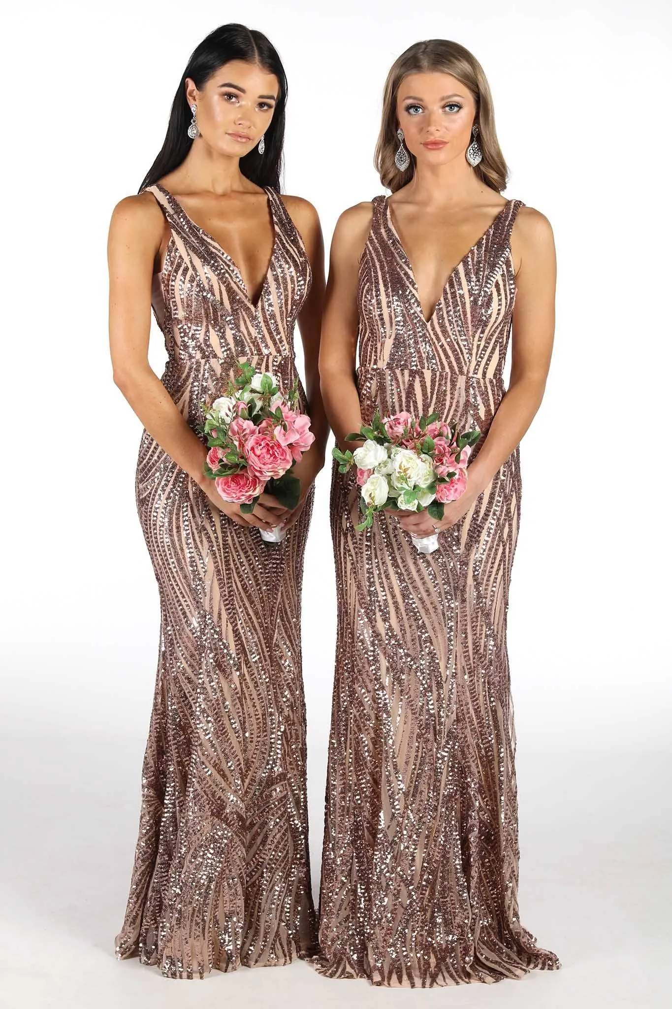 Sapphira Sequin Gown - Rose Gold