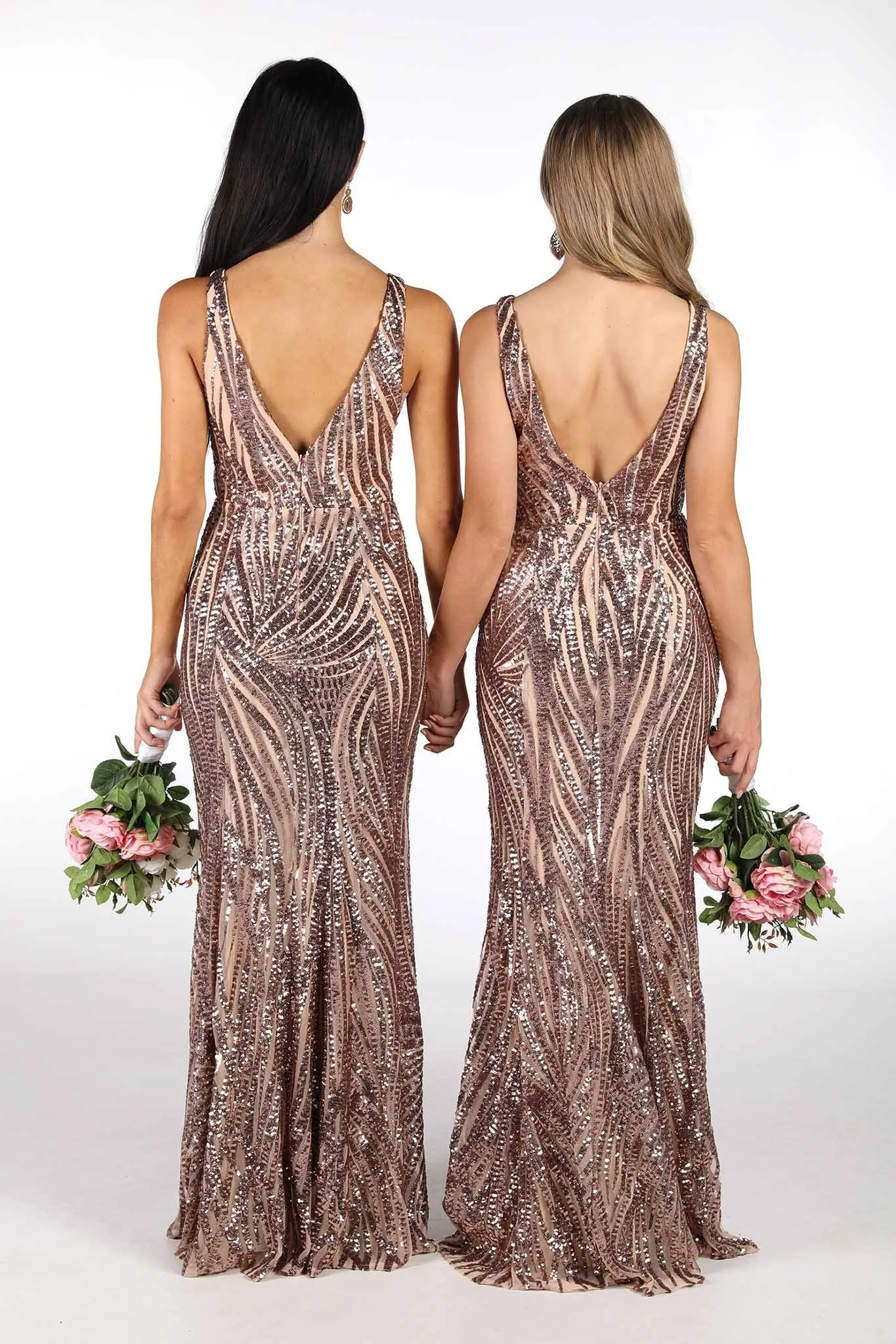 Sapphira Sequin Gown - Rose Gold