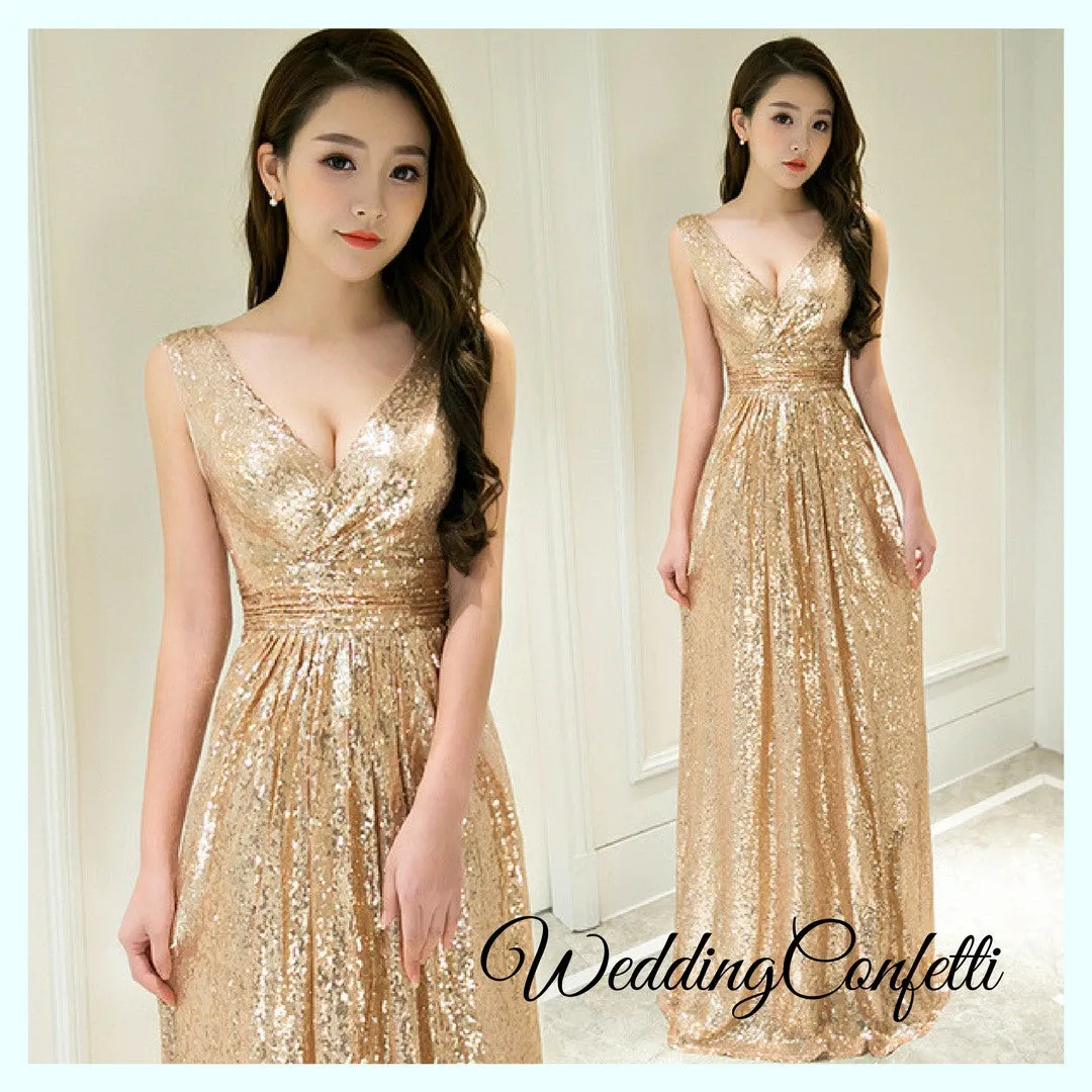 The Erinsa Gold Sleeveless Evening Gown