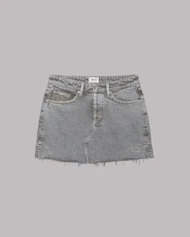 The Khaki Faded Slit Denim Skirt