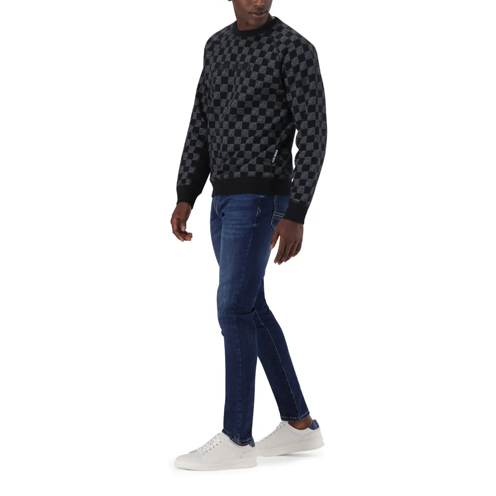 TUMELO BLACK PRINTED CREW NECK FLEECE SWEAT