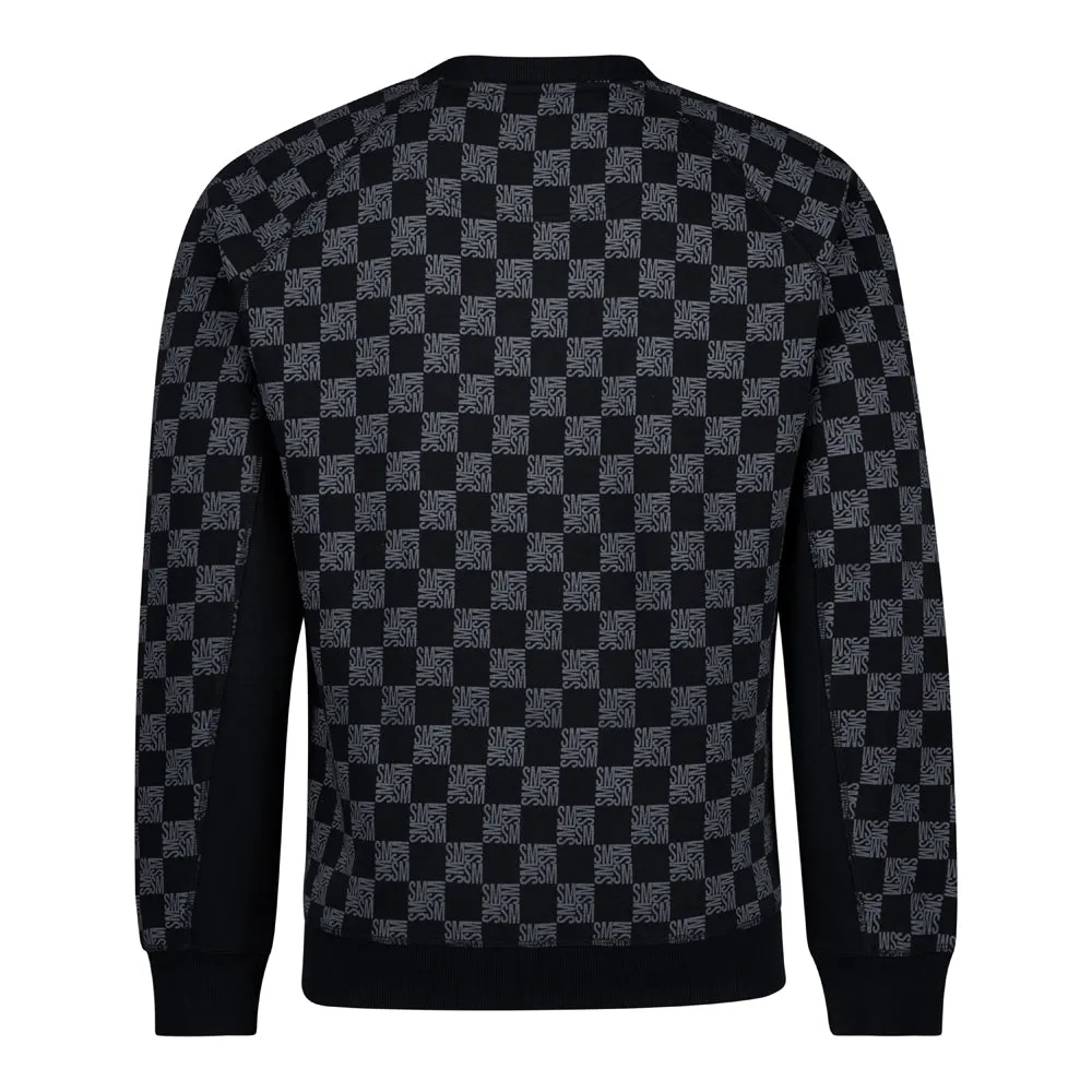 TUMELO BLACK PRINTED CREW NECK FLEECE SWEAT