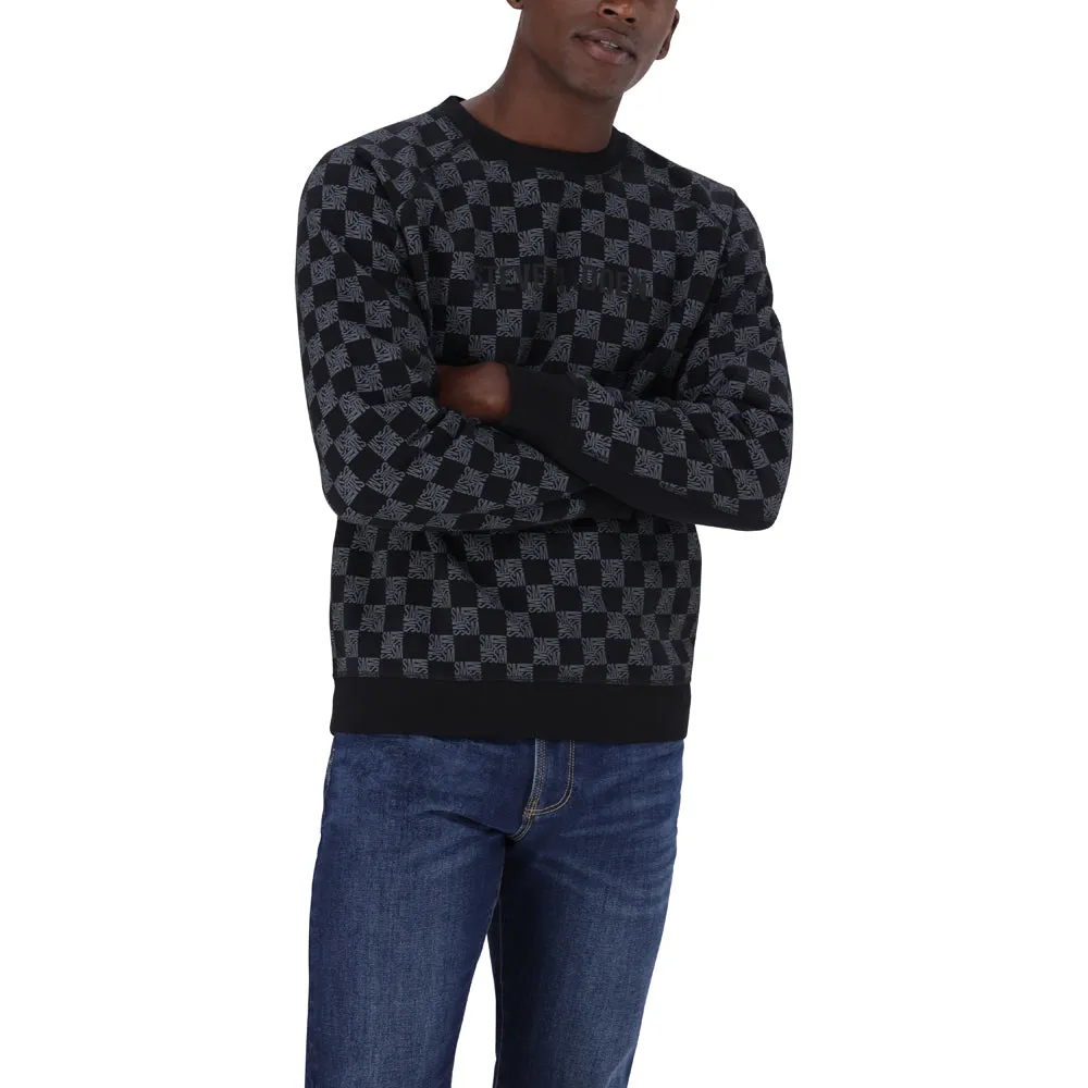 TUMELO BLACK PRINTED CREW NECK FLEECE SWEAT