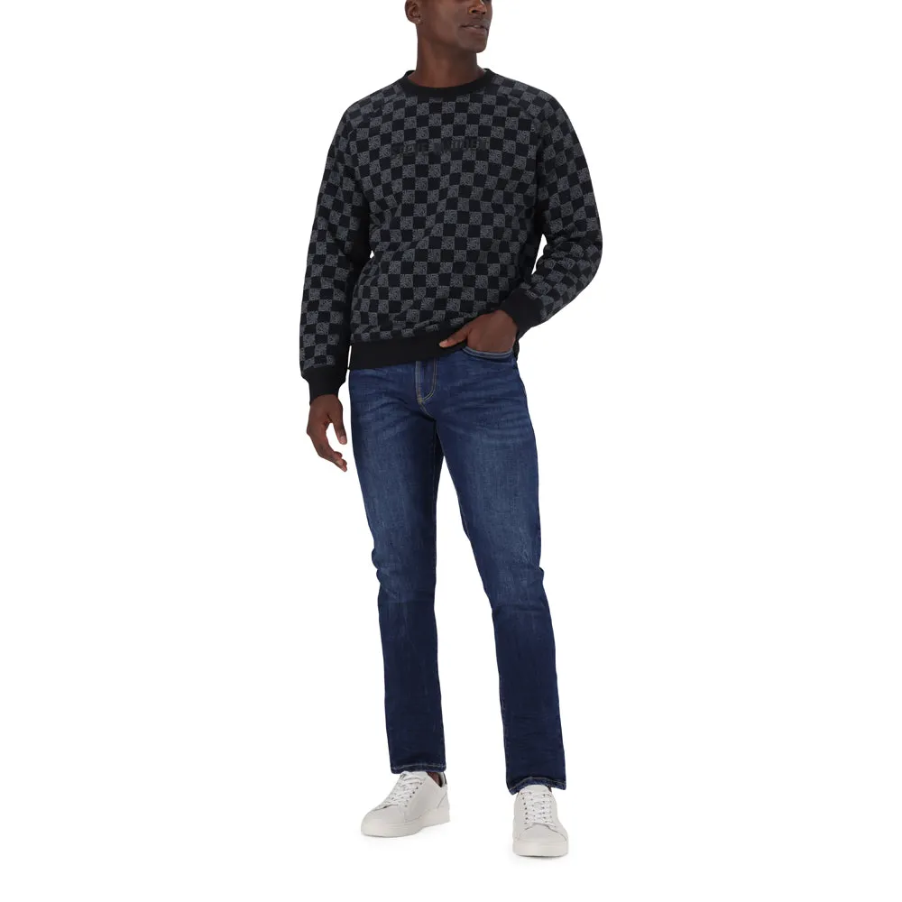 TUMELO BLACK PRINTED CREW NECK FLEECE SWEAT