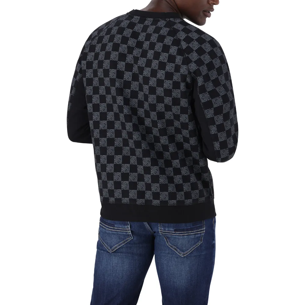TUMELO BLACK PRINTED CREW NECK FLEECE SWEAT