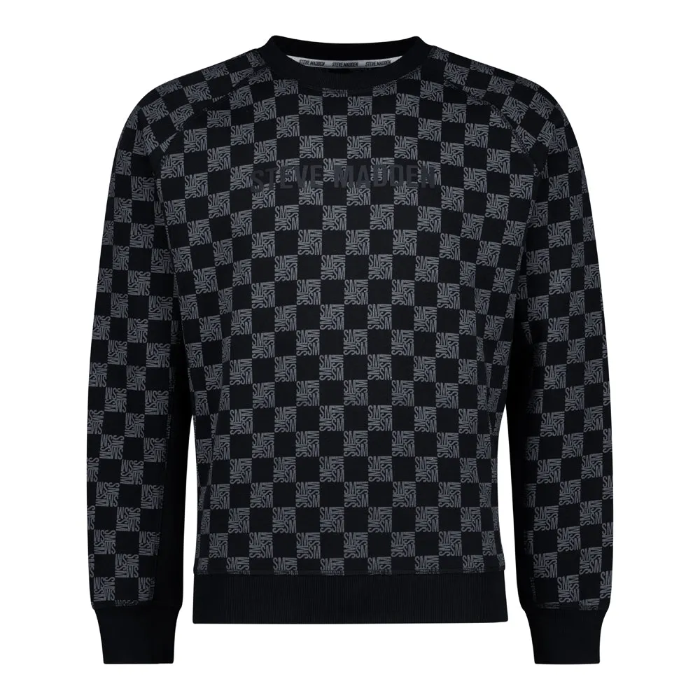 TUMELO BLACK PRINTED CREW NECK FLEECE SWEAT