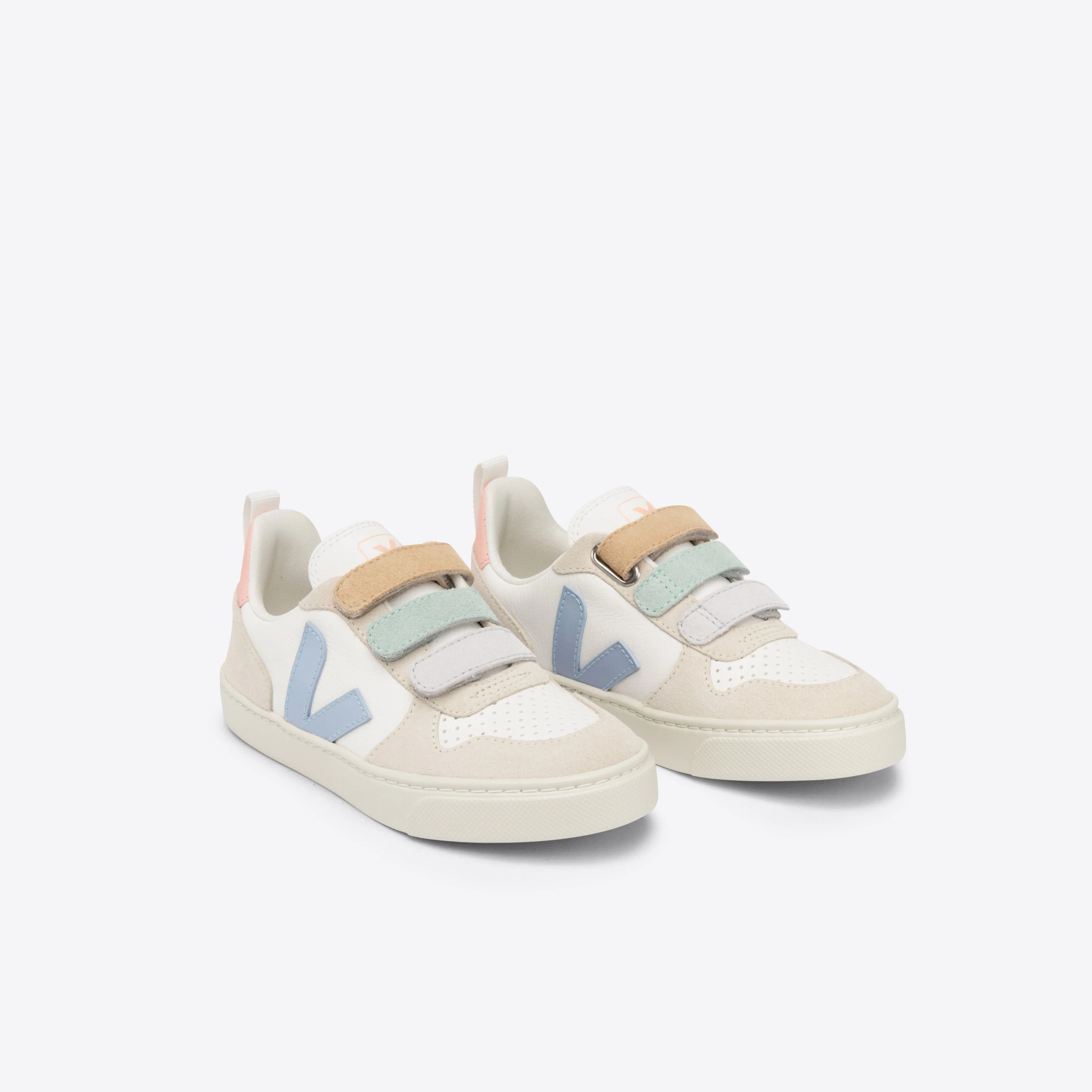 Veja V-10 Velcro Leather - Extra White/Steel