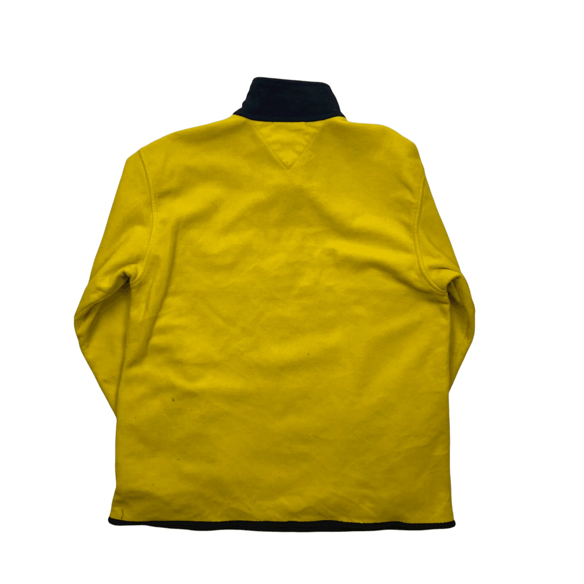 Vintage 90s Yellow   White Tommy Hilfiger Spell-Out Quarter Zip Fleece - Large