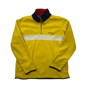 Vintage 90s Yellow   White Tommy Hilfiger Spell-Out Quarter Zip Fleece - Large