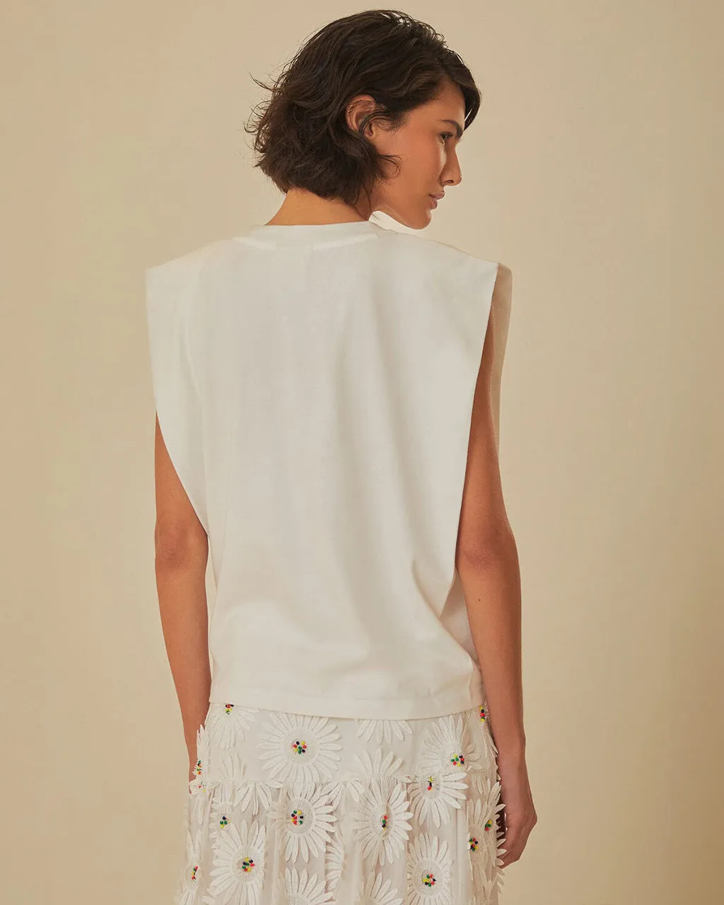 White Beaded Fruits Organic Cotton T-Shirt