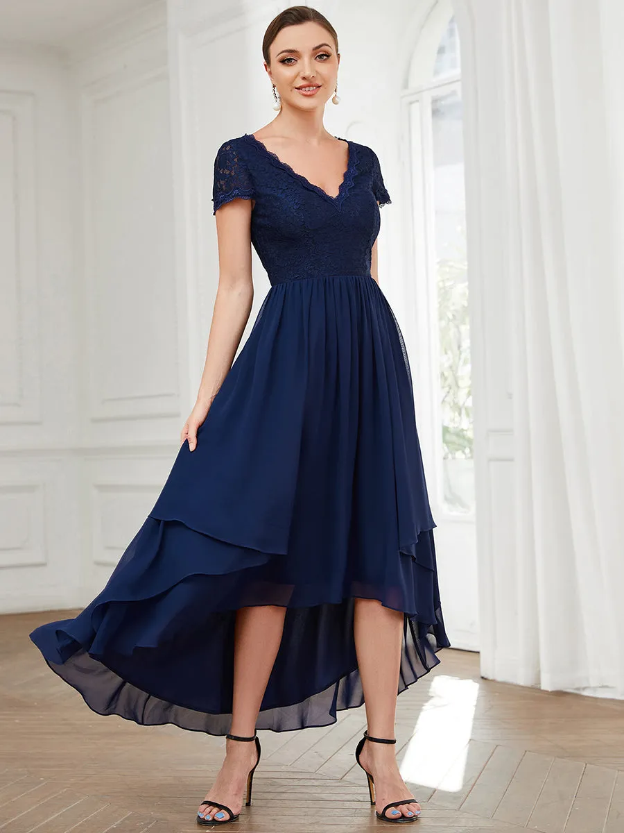 Wholesale Mother of Bridesmaid Dresses with Deep V Neck Short Sleeves