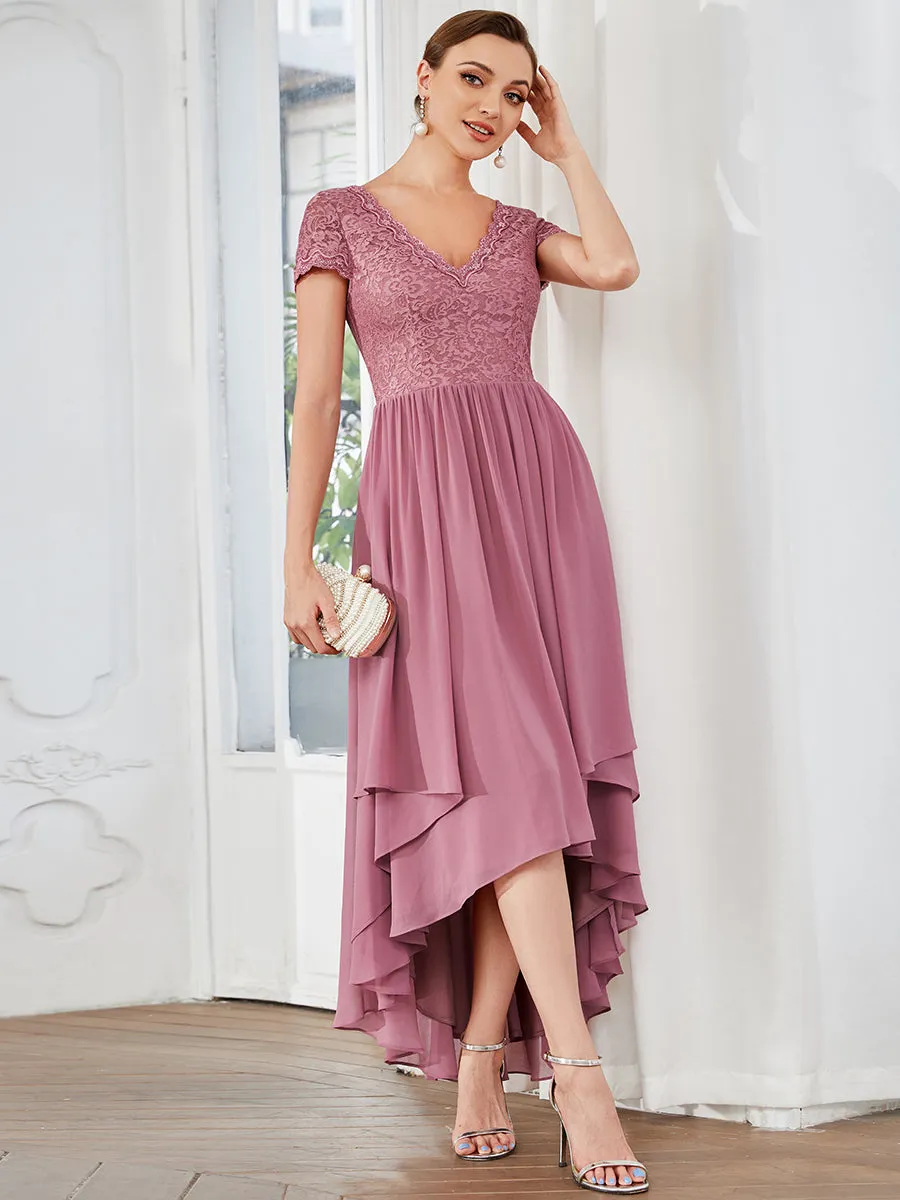Wholesale Mother of Bridesmaid Dresses with Deep V Neck Short Sleeves