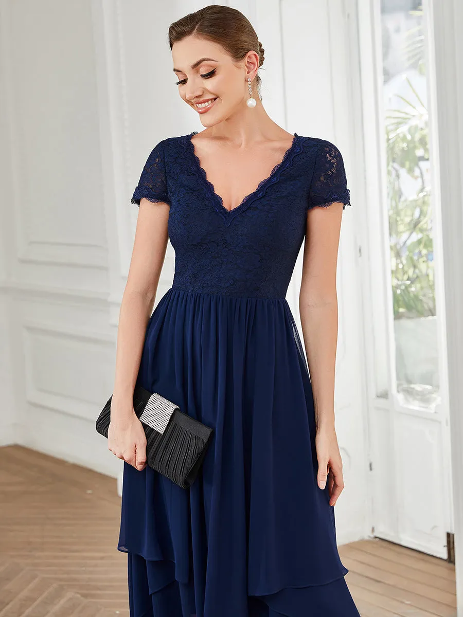Wholesale Mother of Bridesmaid Dresses with Deep V Neck Short Sleeves
