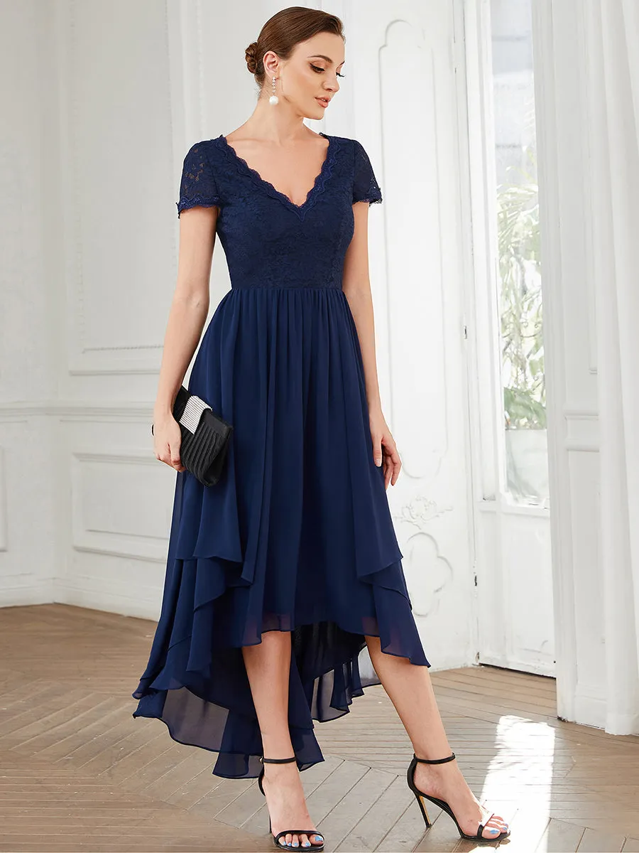 Wholesale Mother of Bridesmaid Dresses with Deep V Neck Short Sleeves
