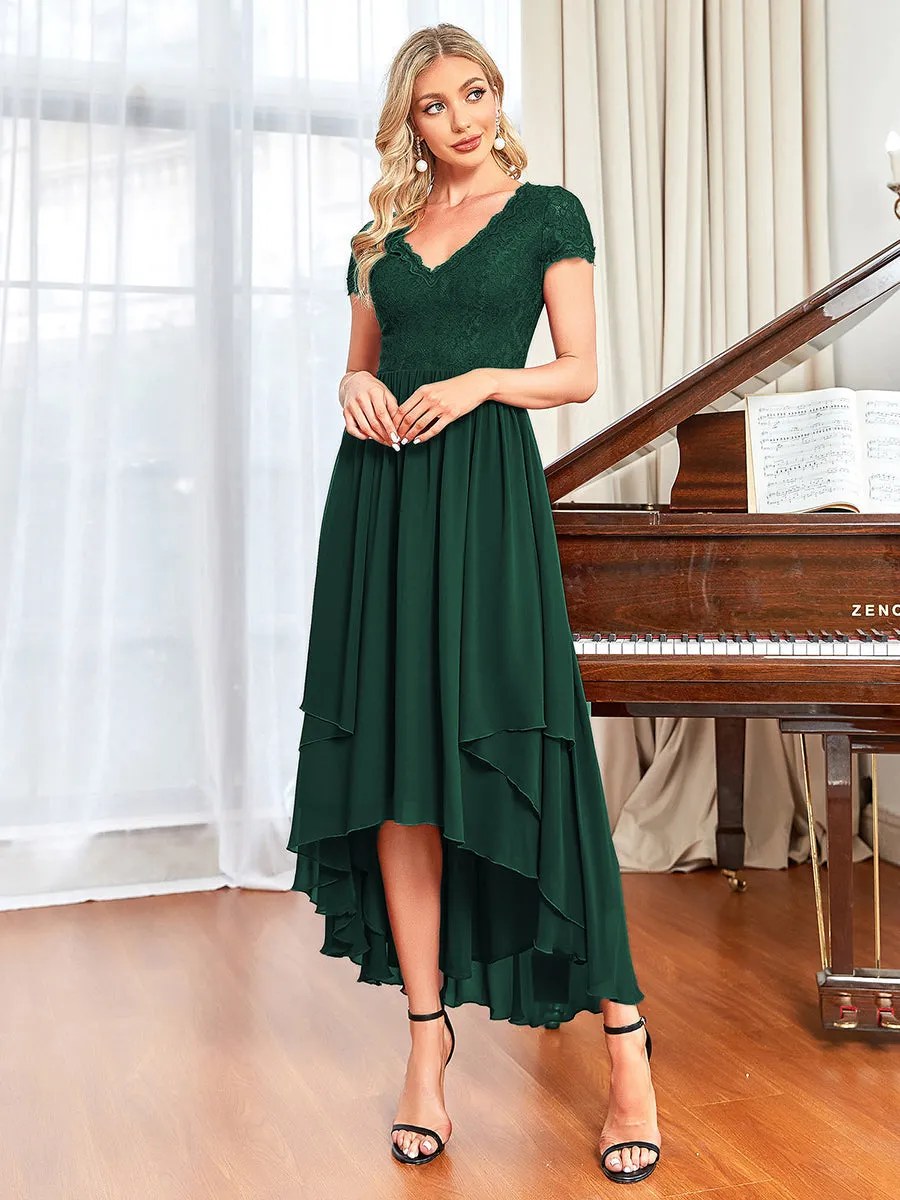 Wholesale Mother of Bridesmaid Dresses with Deep V Neck Short Sleeves