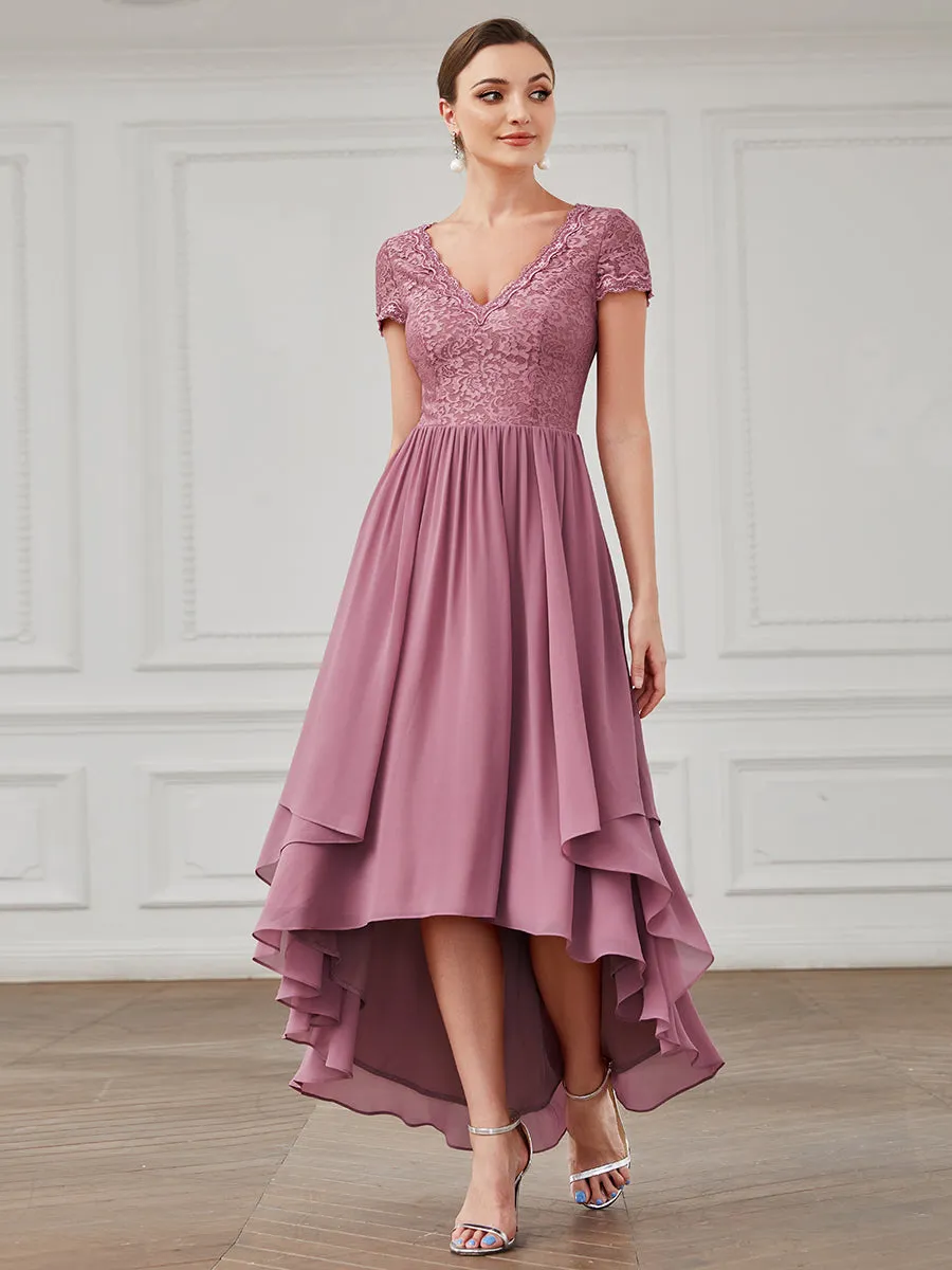 Wholesale Mother of Bridesmaid Dresses with Deep V Neck Short Sleeves