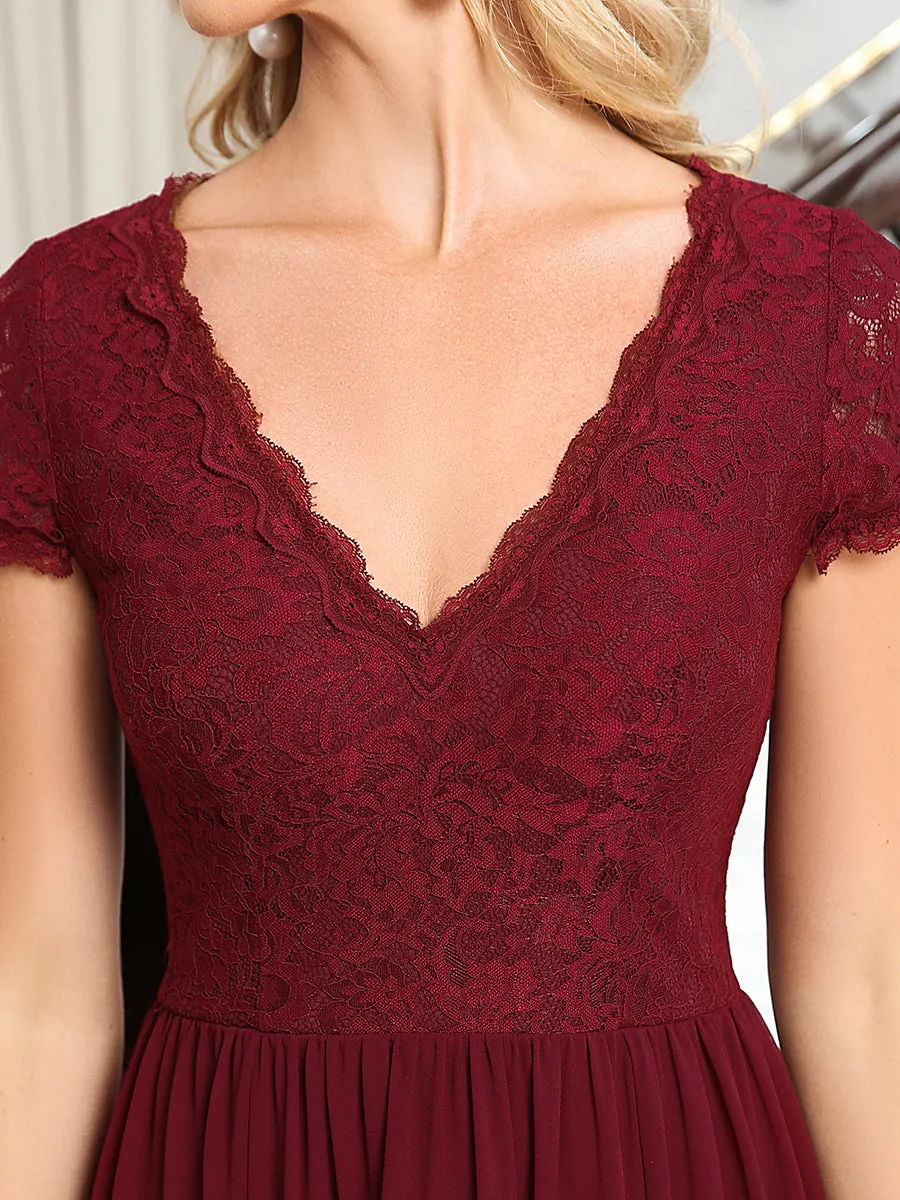 Wholesale Mother of Bridesmaid Dresses with Deep V Neck Short Sleeves