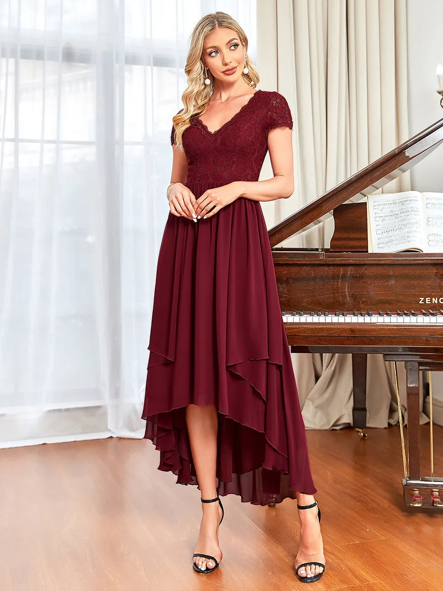Wholesale Mother of Bridesmaid Dresses with Deep V Neck Short Sleeves