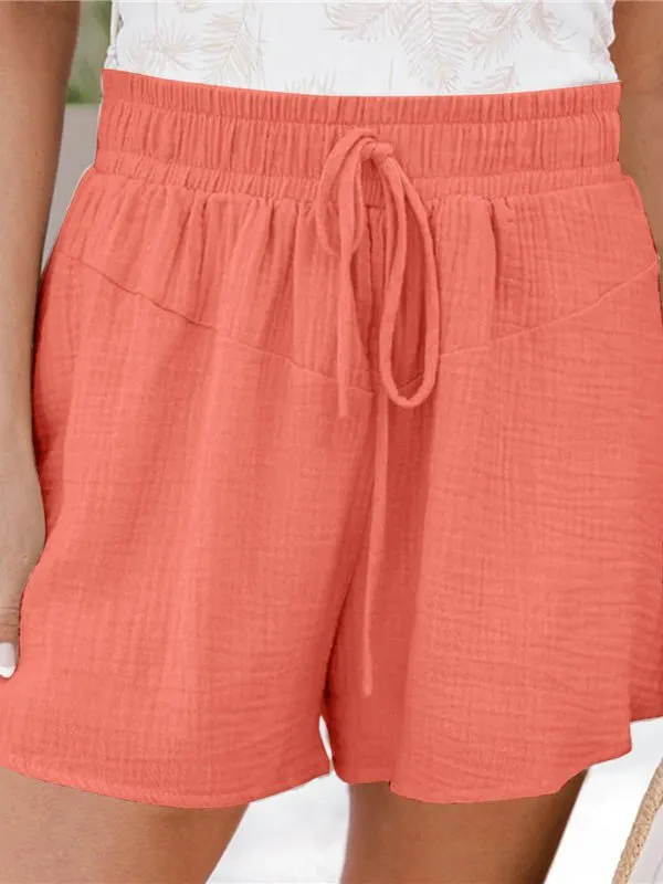 Women's Shorts Casual Elastic Waist Tie Wide-Leg Shorts